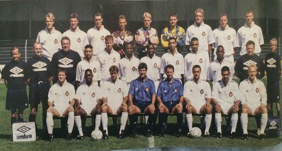 Teeken (boven 5e van links) Van Roon (boven geheel rechts), Tevreden, Ahannach en Mendes (Midden 7e, 8e en 9e van links) en Panhuis (onder geheel links)